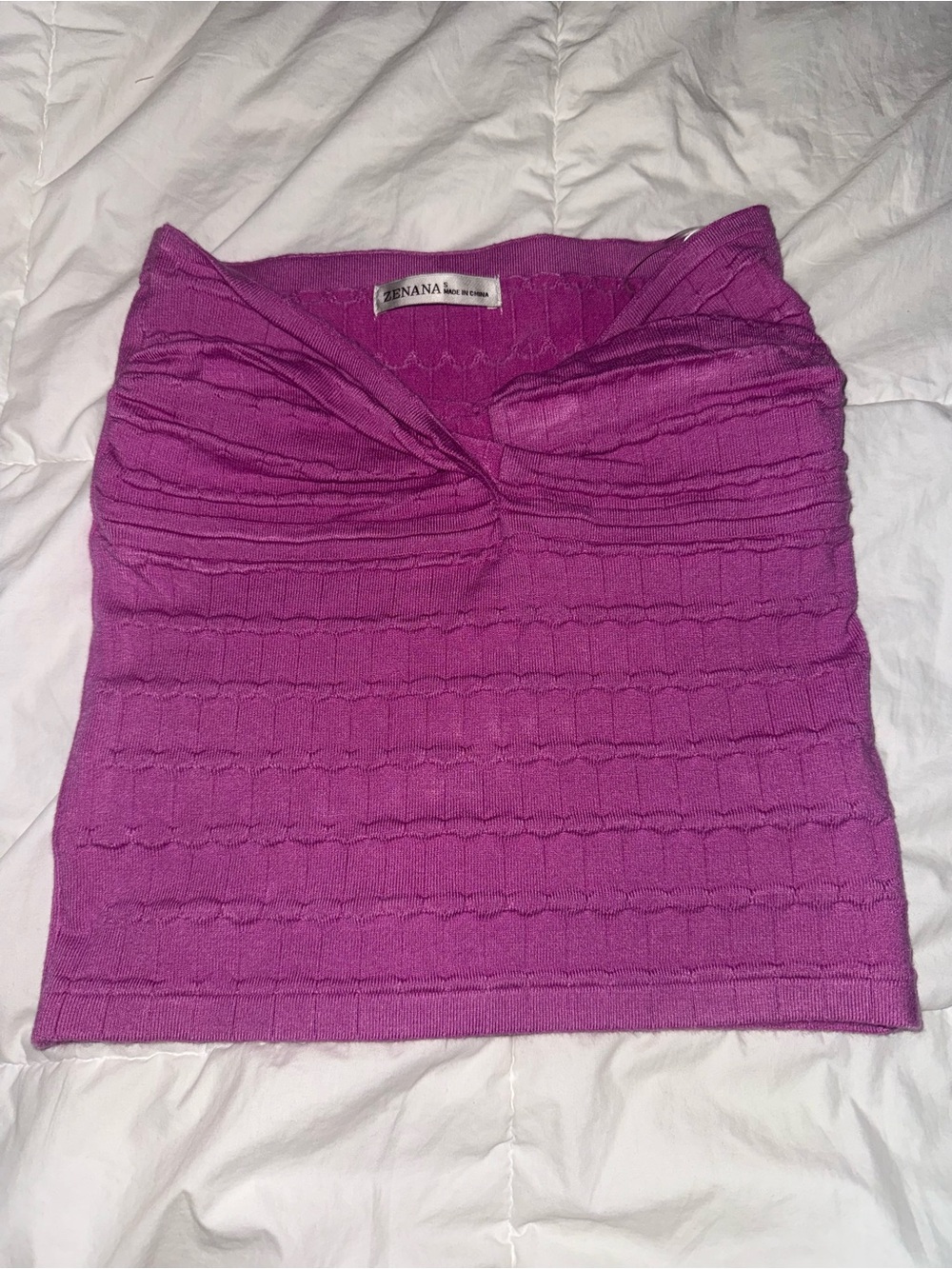 Zenana Purple Twist-Front Knit Tube Top